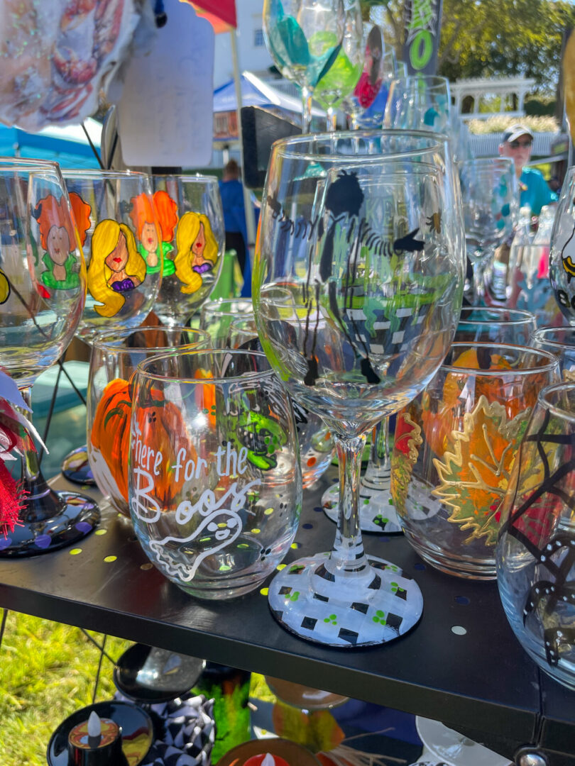 Decorated wine glasses for sale